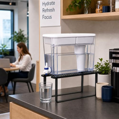 Jucoan Water Filter Dispenser Stand for Countertop, Metal Water Dispenser Holder, 15 x 8 x 6.75 Inch Rectangular Drink Beverage Dispenser Stand for Home Kitchen Party Beverage Station, Stand Only