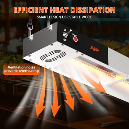 Food Heat Lamp, 48 Inch Commercial Food Heat Lamp Strip Heater, Stainless Steel Heat Lamp for Food, 1300W Infrared Food Warmer for Buffet, Cafeteria, Restaurant, Kitchen - size: 48 Inch