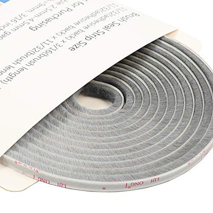 TORRAMI Brush Weather Stripping, 11/32 x 11/32 in, 16 ft, Gray - color: Gray, size: 11/32 inch x 11/32 inch x 16 ft