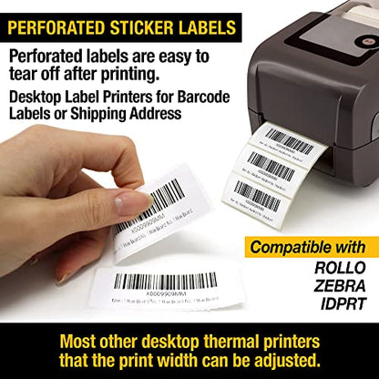 2 5/8" X 1” Direct Thermal Labels 2000 Per Roll Perforated - size: 2 5/8" X 1" 1 Roll