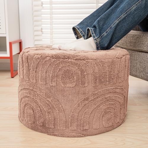 Asuprui Plush Ottoman Footrest, Pouf Footstool,20"x14", Light Coffee - color: Light Coffee, size: 20"D x 20"W x 14"H