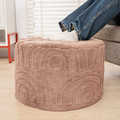 Asuprui Plush Ottoman Footrest, Pouf Footstool,20"x14", Light Coffee - color: Light Coffee, size: 20"D x 20"W x 14"H