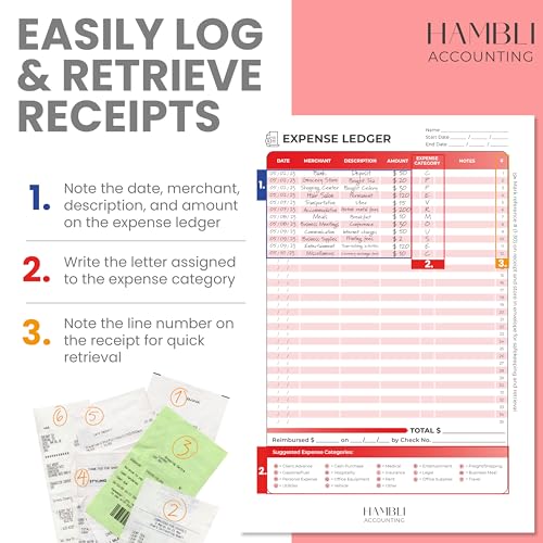 Extra Large Receipt Envelope & Receipts Organizer (Pack of 18) - Efficiently Manage Business Expenses & Log Mileage Trips - 8.5” x 11.0” Inches, Red Color- Business Ledger for Small Business - color: Red