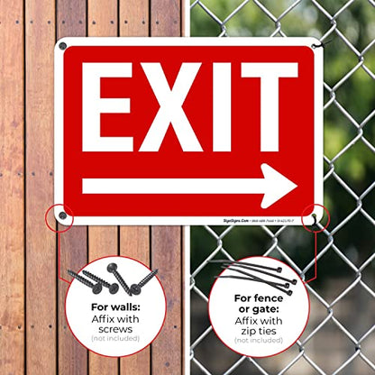 Exit Sign, with Right Arrow - size: 10x7