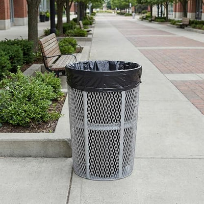 Alpine 48 Gallon Commercial Outdoor Mesh Trash Can – Open Top Weather Resistant Heavy Duty Metal Wire Garbage Receptacle for Parks and City Streets - Silver - color: Silver