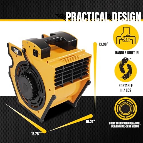 CAT fans - High Velocity 1200 CFM, Multi Pivoting Cooling, Ventilating, Drying Fan W/ 2 Grounded AC Outlets, Adjustable 4 Speed Enclosed Dual Ball Bearing Motor, & GFCI Plug (B-1200)