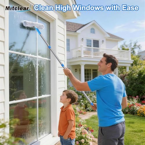Mitclear 77'' Long Squeegee Window Cleaner Tool for Indoor Outdoor Windows - size: 6.5 Feet
