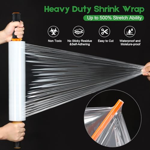 Stretch Wrap 15"x1000 Feet Stretch Film Shrink Wrap Packing Moving Suppliers for Shipping Moving Suppliers Packing Pallet Wrapping Surface Protection 60 Gauge(1 Roll) - style: 1 Roll