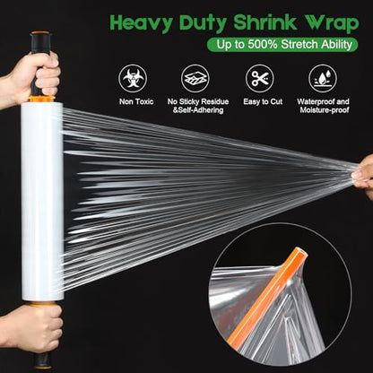 Stretch Wrap 15"x1000 Feet Stretch Film Shrink Wrap Packing Moving Suppliers for Shipping Moving Suppliers Packing Pallet Wrapping Surface Protection 60 Gauge(1 Roll) - style: 1 Roll