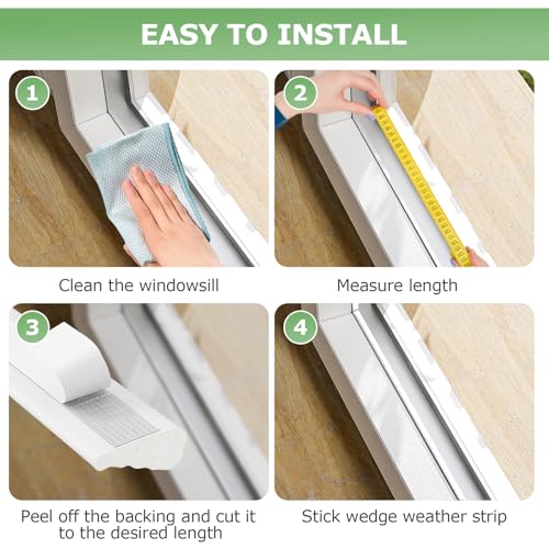 118" Wedge-Shape Foam Weather Stripping Self-Adhesive Door Window Seal Strip, Soundproof Noise Draft Blocker Gap Filler, Winter Insulation Tape for Exterior Interior Door Frame, White