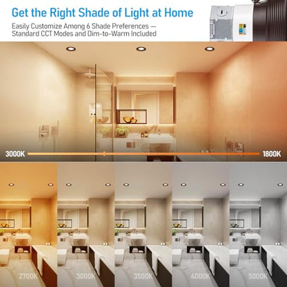 TORCHSTAR 8-Pack 6CCT 6 Inch LED Recessed Light Canless, Dim to Warm - color: Oil Rubbed Bronze-Dim to Warm, size: 6 Inch