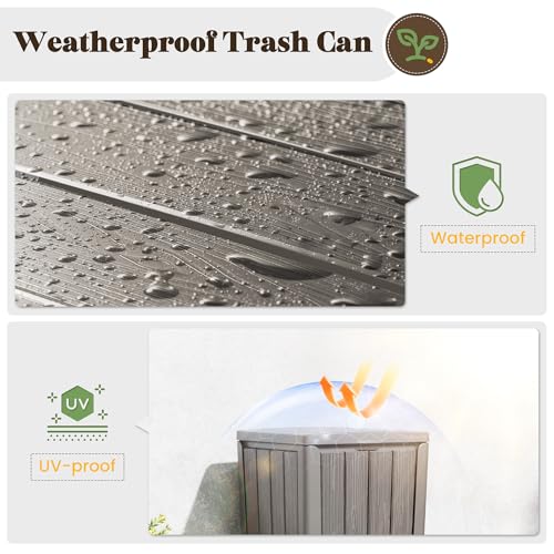 Fancyango Resin Outdoor Trash Can with Lid, 30 Gallon, Gray - color: Grey, size: 30 Gallon