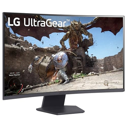 LG 32GS60QC-B Ultragear 32-inch Curved Gaming Monitor QHD (2560x1440) 180Hz 1ms 1000R AMD FreeSync HDR10 HDMIx2 DisplayPort Borderless Design Black Stabilizer DAS Crosshair FPS Counter - Black - size: 32 inch, style: 180Hz