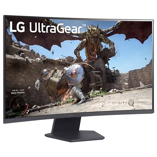 LG 32GS60QC-B Ultragear 32-inch Curved Gaming Monitor QHD (2560x1440) 180Hz 1ms 1000R AMD FreeSync HDR10 HDMIx2 DisplayPort Borderless Design Black Stabilizer DAS Crosshair FPS Counter - Black - size: 32 inch, style: 180Hz