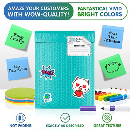 Poly Bubble Mailers, 5 x 9 Inch Teal Padded Mailers, Self Seal Shipping Envelopes, Lightweight Poly Mailer Bags, Waterproof Mailing Bags, Pack of 25 - color: Teal, size: 5" x 9" / 25 Pack
