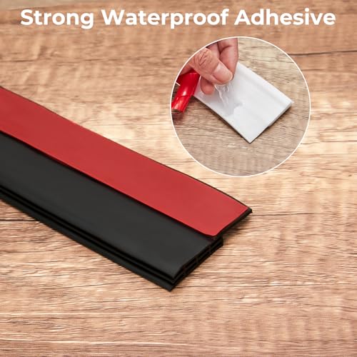 Ohuhu Door Draft Stopper, 1" Wide Adhesive Weather Stripping Seal, 39" - color: Black, size: 39"L x 2"W