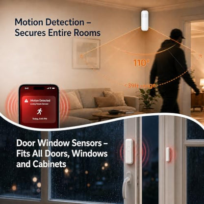 Wireless Home Alarm System, 24 Pcs, WiFi+GSM/4G, No Monthly Fees