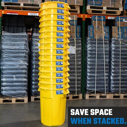 Magnum 32 Gallon Trash Can, High-Vis Yellow, Construction Grade, Heavy Duty Plastic, Jobsite Ready for Handling and Holding Garbage CMTC-C000-32Y05 (5 Pack) - color: Yellow, size: 32 Gallon, style: Can Only