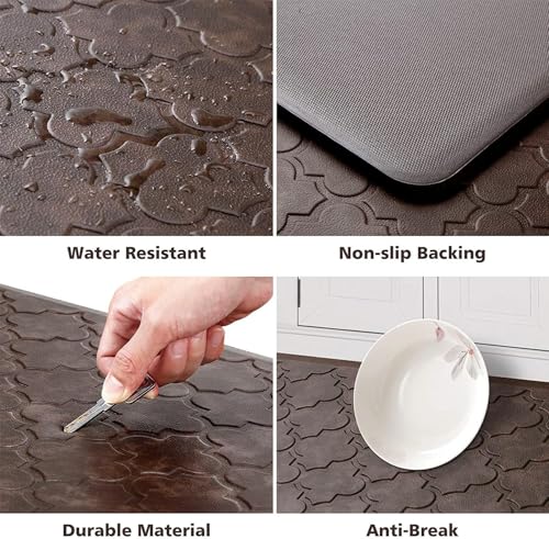 WISELIFE Kitchen Mat Cushioned Anti Fatigue Floor Mat, 20"x39", Brown - color: Brown, size: 1'8" x 3'3" (Rectangular)