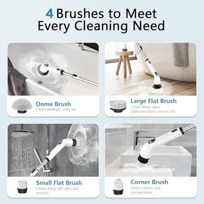 TUYU Electric Spin Scrubber,8 Replaceable Brush Heads for Home - color: Gray