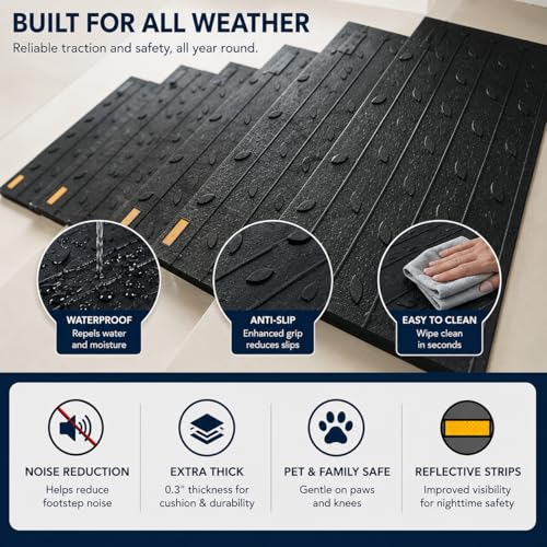 BESEA Rubber Stair Treads Non Slip 36" x 10" 10 Pack Outdoor Stair Treads - size: 10