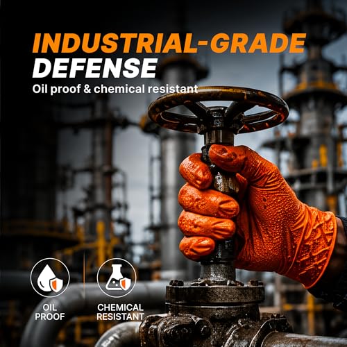 TitanFlex Heavy Duty Industrial Orange Nitrile Gloves, 8-mil, Gloves Disposable Latex Free with Raised Diamond Texture Grip, Powder Free, Rubber Glove, Mechanic Gloves,100-ct Box (Small) - color: 8-mil (100-ct), size: Small