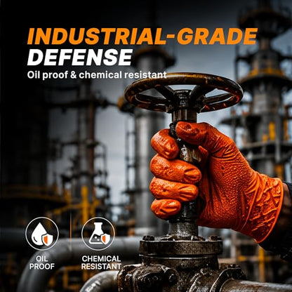 TitanFlex Heavy Duty Industrial Orange Nitrile Gloves, 8-mil, Gloves Disposable Latex Free with Raised Diamond Texture Grip, Powder Free, Rubber Glove, Mechanic Gloves,100-ct Box (Small) - color: 8-mil (100-ct), size: Small