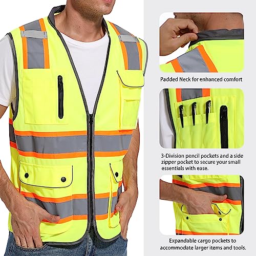 ArcRidge Reflective Safety Vest for Men and Women - High Visibility Construction Vest - Dual Tone Reflective Strips - color: Yellow, size: Small