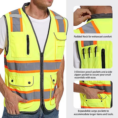 ArcRidge Reflective Safety Vest for Men and Women - High Visibility Construction Vest - Dual Tone Reflective Strips - color: Yellow, size: Small