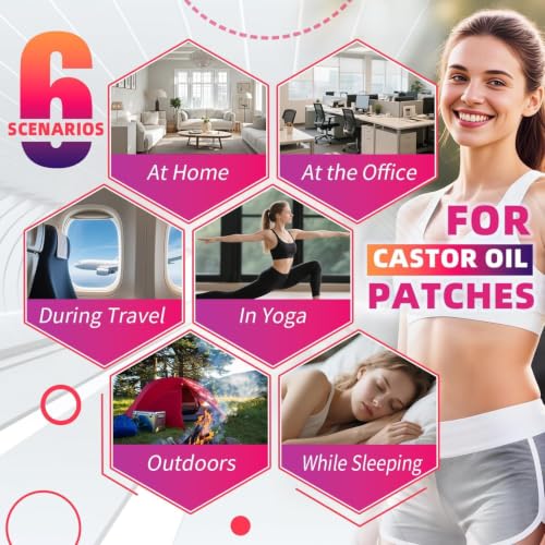 Castor Oil Pack Wrap Patch - Organic Cotton Castor Oil Belly Button Patch, Disposable Self-Adhesive Abdominal Pads, Portable Anti Leakage High Absorbent Pads for Multi-Area Use 55 PCS - size: 1 Count (Pack of 55)