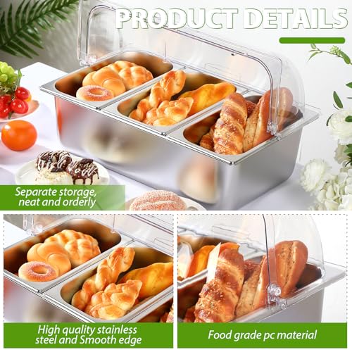 Ziliny 2 Pack Countertop Food Serving Display Container, 3 Pan and 6 Pan - style: 3 Pan and 6 Pan
