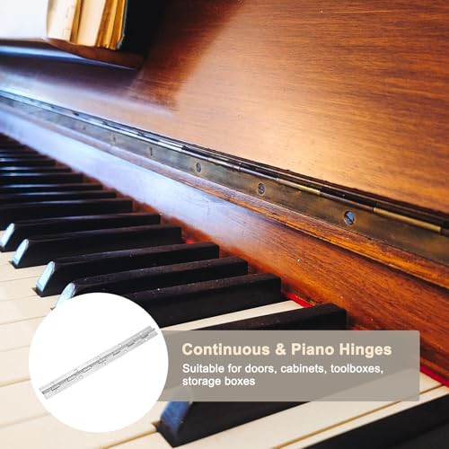 M METERXITY 2Pcs Piano Hinges 12", 1.2x0.06 Open Width Thick, Silver Tone - color: Silver Tone, size: 12x1.2x0.06"