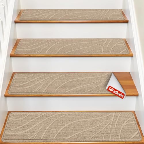 Stair Treads for Wooden Steps, 15 PCS 8"x30", Beige - color: Beige