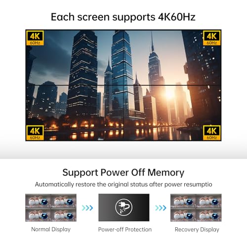 MT-VIKI 4K60Hz HDMI Video Wall Controller 2x2, [4K Input & 4K Output], 180° Rotate, HDMI 2.0, HDCP 2.2, 18Gbps, RGB 4:4:4 - style: 2x2 4K@60Hz