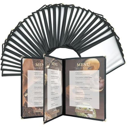 Menu Covers 8.5 x 11, 30 Pack 3-Page 6-View Menu Books - size: 8.5" x 11", 3 Page 6 View Book Style