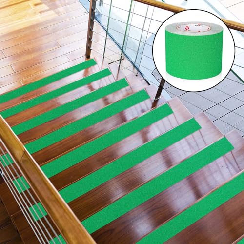BOMEI PACK Anti Slip Traction Tape,4 Inch x 33 Ft,Heavy Duty Non Slip Tape,Grip Tape for Stairs, Tread Step, Indoor & Outdoor Use,Waterproof Stairs Non Skid Treads (Green) - color: Green