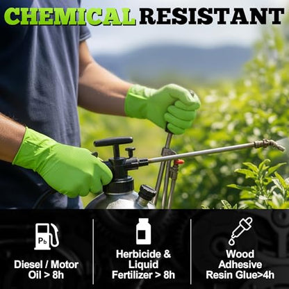 TitanFlex Heavy Duty Industrial Nitrile Gloves with Raised Diamond Texture, 8-mil, Latex Free (Green/Dark Green/Yellow) - color: Green (100ct), size: X-Large