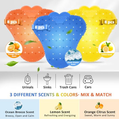 CHONOVO Urinal Screen Deodorizer, 7.2” Urinal Cake 24 Pack with 3 Scent - color: 24 Pack