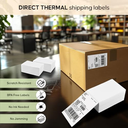Arkscan SL500 Fan-Fold 4x6 Thermal Shipping Labels - 500 Labels/Pages per Stack, Fanfold Direct Thermal for Zebra, Rollo & Arkscan Printers