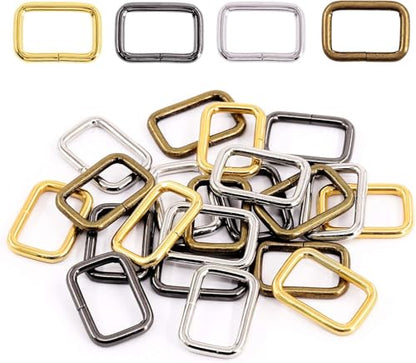 Swpeet S1175 60Pcs Heavy Duty 1 Inch / 25mm Metal Rectangle Ring, Webbing Belts Buckle Metal Rings for for Belt Bags DIY Accessories Keychains Belts and Dog Leash - Sliver, Bronze, Gold, Gun-Black - style: Metal Rectangle Ring