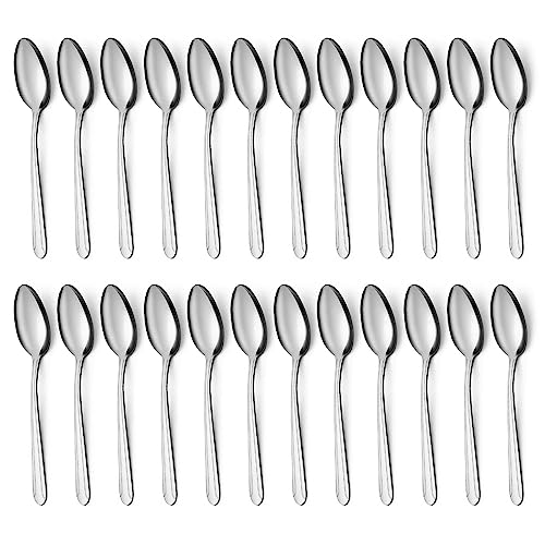 BEWOS 24 Pieces Teaspoons, 6.2 Inches Stainless Steel Teaspoons Silverware, Spoon Silverware, Coffee Spoons, Small Spoon, Mirror Polished, Dishwasher Safe, Silver Spoons For Home, Restaurant - color: Silver