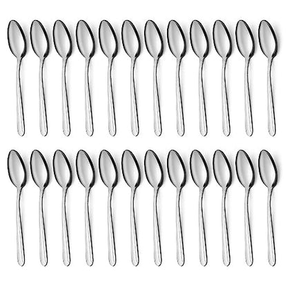 BEWOS 24 Pieces Teaspoons, 6.2 Inches Stainless Steel Teaspoons Silverware, Spoon Silverware, Coffee Spoons, Small Spoon, Mirror Polished, Dishwasher Safe, Silver Spoons For Home, Restaurant - color: Silver