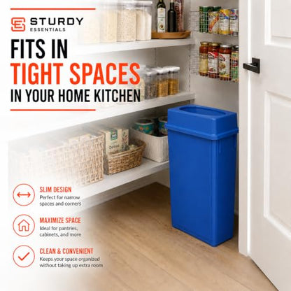 23 Gallon Slim Jim Rectangular Dark Blue Trash Can with Lid | 3 PACK - color: Dark Blue with Lid