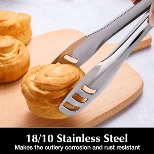 KINGSTONE Serving Tongs 4 Piece,18/10 Stainless Steel 10.62inch Kitchen Tongs For Serving Food,Buffet, Wedding, Party Catering, Food Salad/Cake/Bread, BBQ with Locking (Pack of 2) - size: 4 tongs (Pack of 2)