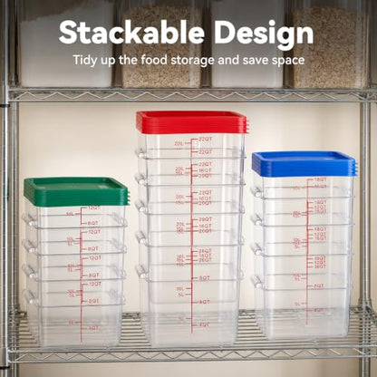 4 Pack Food Storage Containers with Red Lids, 12.0 Qt - Square, Clear, Polycarbonate, for Restaurant Commercial Kitchen and Home party - color: 12.0 Qt-Red Lids