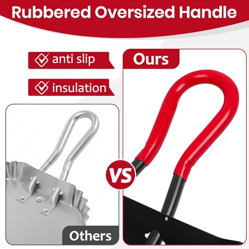 2PK 17” Heavy Duty Dustpan Metal Outdoor Dust Pans with Rubberized Non Slip Handle Extra Large Shovel Scooper for Commercial&Industrial Uses