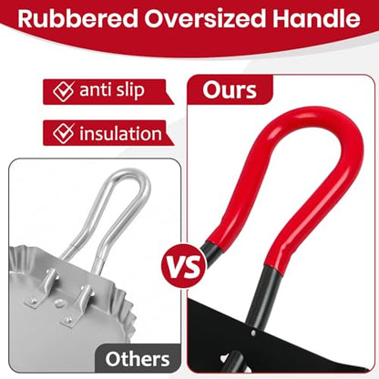 2PK 17” Heavy Duty Dustpan Metal Outdoor Dust Pans with Rubberized Non Slip Handle Extra Large Shovel Scooper for Commercial&Industrial Uses