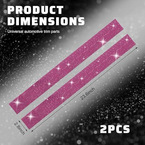 2 PCS Bling Car Door Sill Protector, Shiny Rhinestone Auto Door Entry Guard Bumper Anti-Scratch Strip, Crystal Threshold Sticker Cuttable Trunk Edge Protector (Pink, 23.6 × 2.8 inches) - color: Pink, size: 23.6 × 2.8 inches