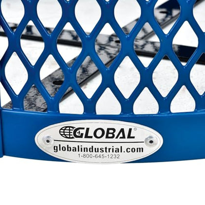 Global Industrial Outdoor Diamond Steel Trash Can with Rain Bonnet Lid and Plastic Liner, 36 Gallon Capacity, Blue, Commercial Trash Can, 23-1/2" Diameter, 40-1/2"H - color: Blue