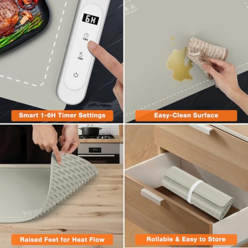 FYY Extra Large Warming Mat for Food, Rapid and Full Surface Heating Khaki - color: Khaki, size: XX Large Size: 36"x16"